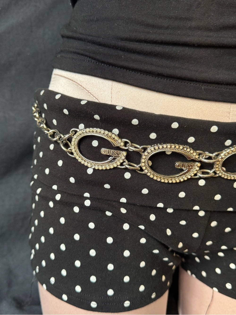 Guess Gold Oval Logo Link Chain Belt